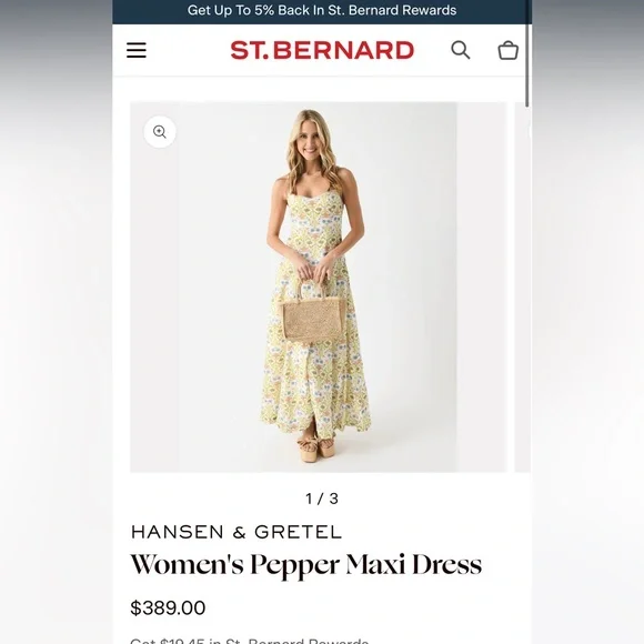 Hansen + Gretel women’s pepper maxi dress size medium in ivory/dahlia - Picture 2 of 5